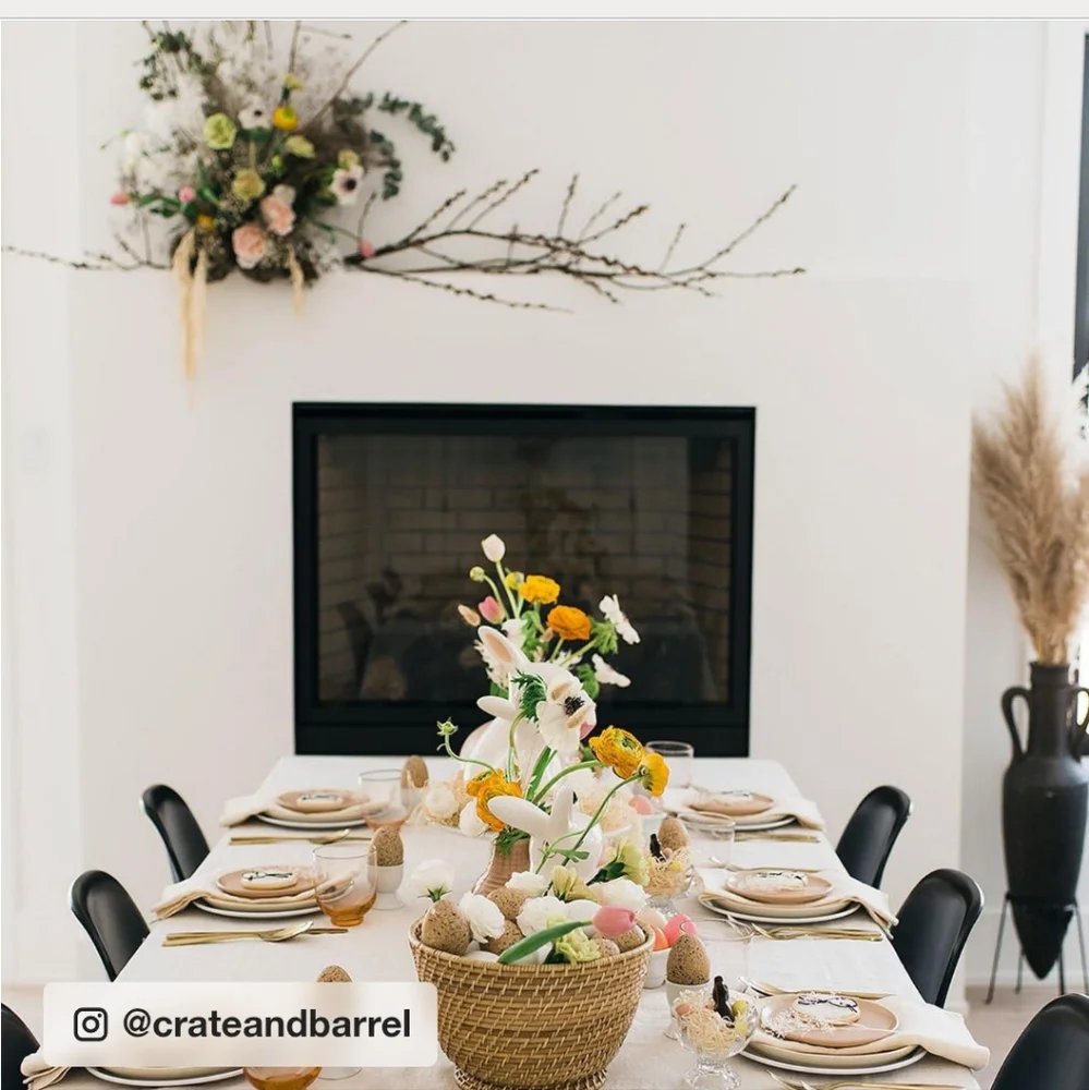 Crate & Barrel Linen Hemstitch Tablecloth